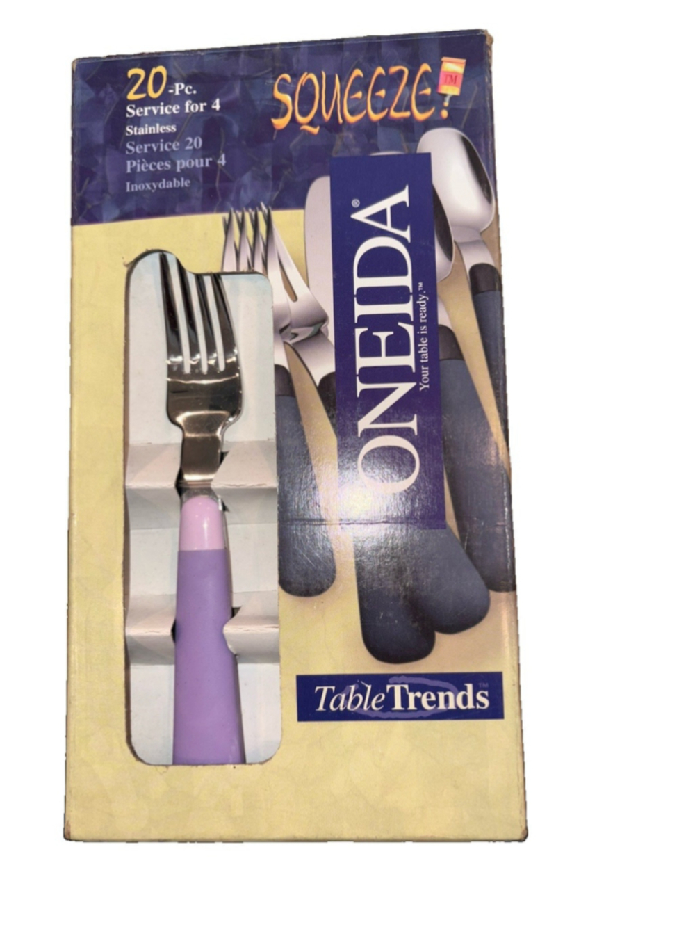 Oneida 20 Pc. Service For 4-flatware-NEW-lilac Handles-stainless-dorms-2nd Home